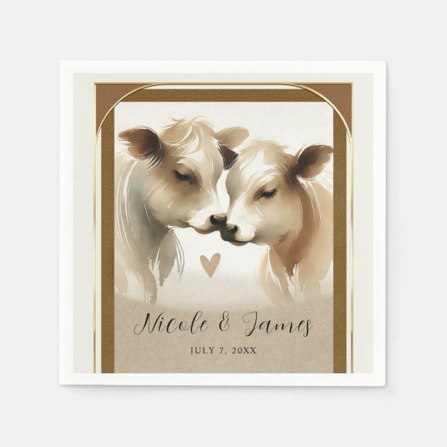 Liebe Brown Cream Country Wedding Serviette (Vorderseite)