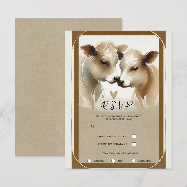 Liebe Brown Cream Country Wedding UAWG Einladung (Vorne/Hinten)