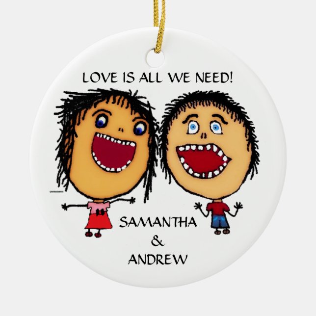 Liebe Bruder und Schwester Custom Weihnachten Keramik Ornament (Vorne)