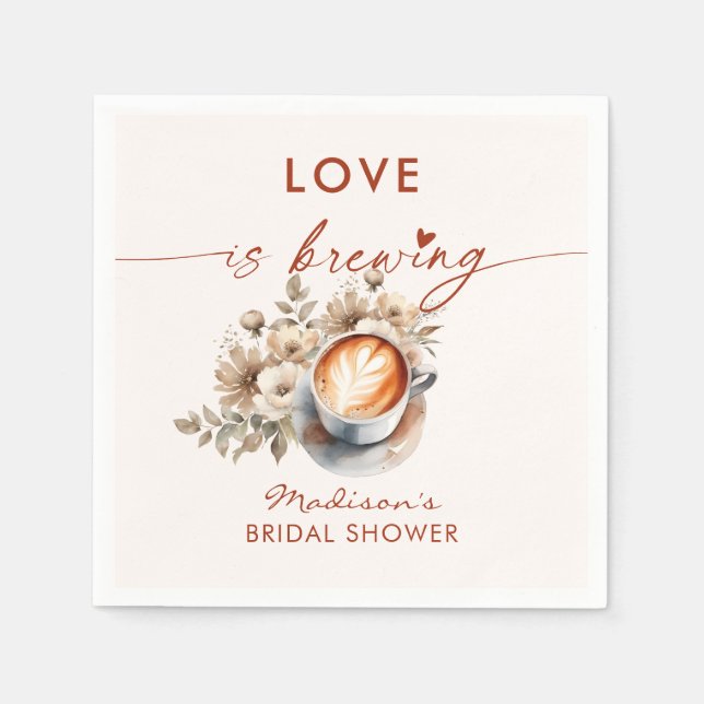 Liebe brütet Brautparty aus Blumenkaffee Serviette (Vorderseite)