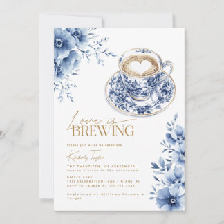 Liebe brütet Chinoiserie Blaues Brautparty Einladung