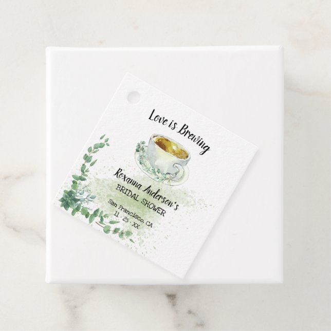 Liebe brütet Eucalytpus Tee Brautparty Geschenkanhänger (Beispiel)