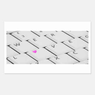 Liebe-Buchstaben der Computertastatur Rechteckiger Aufkleber