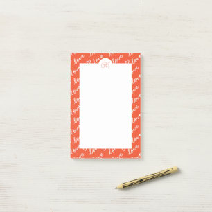 Liebe-Buchstaben & Herzdoodles mit Name Monogram Post-it Klebezettel