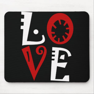 Liebe-Buchstaben in Rotem und in weißem Mousepad