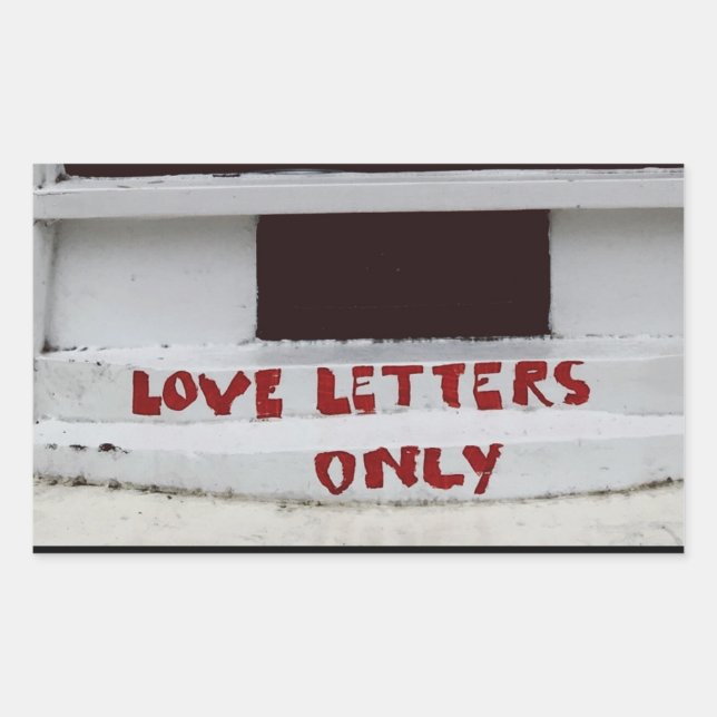 Liebe Buchstaben nur E-Mail-Steckplatz Rechteckiger Aufkleber (Vorderseite)