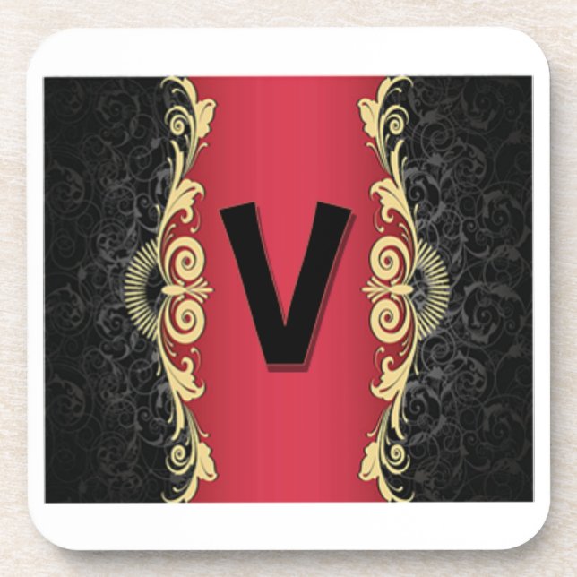 Liebe Buchstaben "V" Getränkeuntersetzer (Vorderseite)