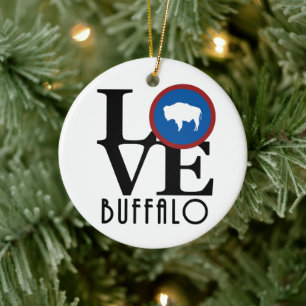 LIEBE Buffalo Wyoming Keramik Ornament