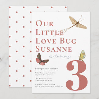 Liebe Bug Baby Girl Einladung zum zweiten Geburtst