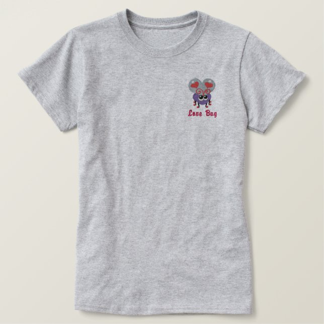 Liebe Bug Besticktes T-Shirt (Design vorne)