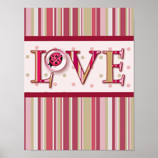 LIEBE BUG BUBBLE & STRIPES VON SHARON SHARPE POSTER (Vorne)