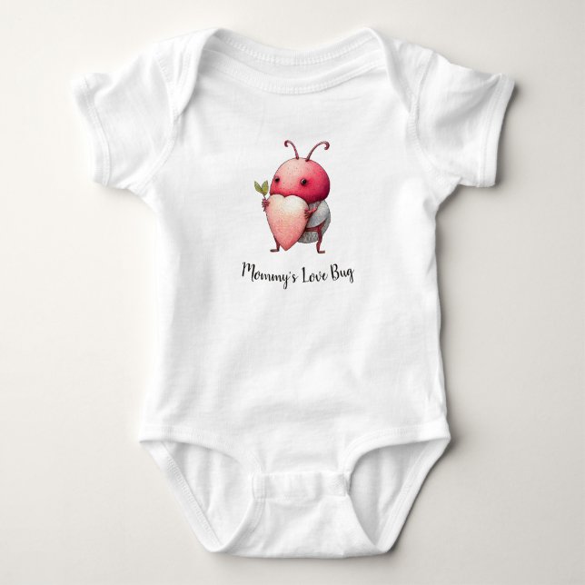 Liebe Bug Funny Käfer Illustration Herz individuel Baby Strampler (Vorderseite)