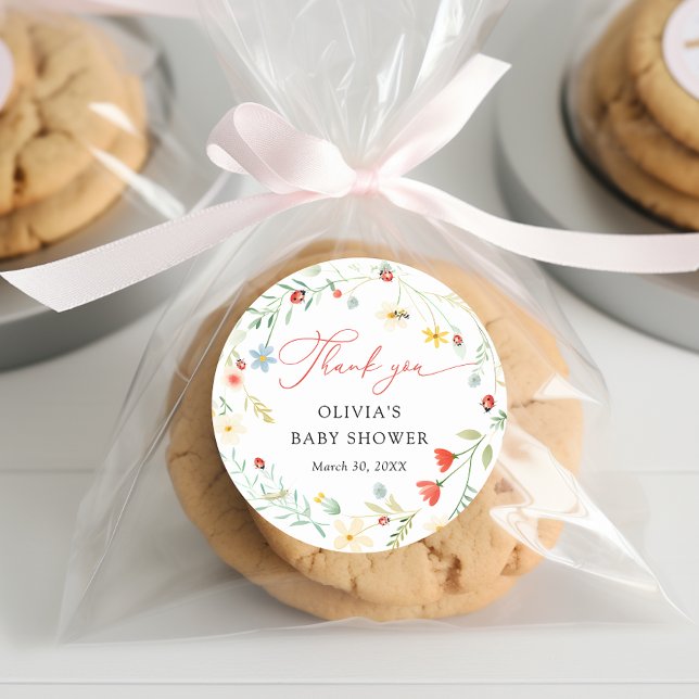 Liebe bug Garden Wildblume Kinderdusche Danke Runder Aufkleber (Von Creator hochgeladen)