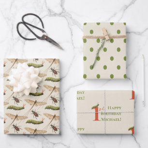 Liebe Bug Insect Individuelle Name 1. Geburtstag Geschenkpapier Set