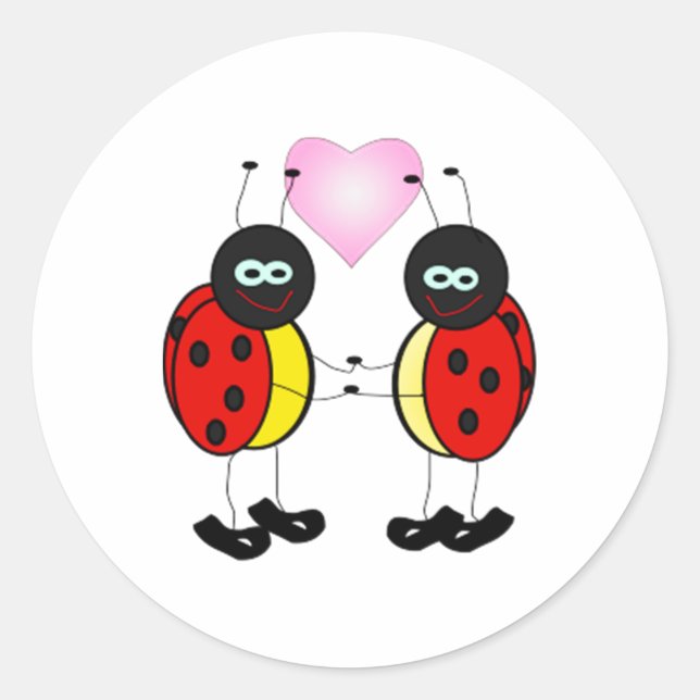 Liebe Bug Ladybug Cartoon Runder Aufkleber (Vorderseite)