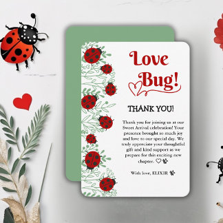 Liebe Bug Minimalistisch Baby Dusche Dankeskarte