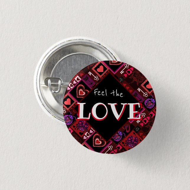 Liebe Bug & Niedlich Hearts Muster Button (Vorne & Hinten)