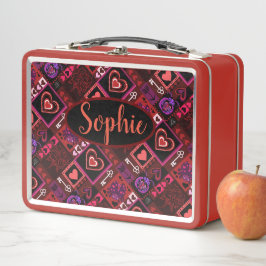 Liebe Bug & Niedlich Hearts Muster individuelle Na Metall Brotdose