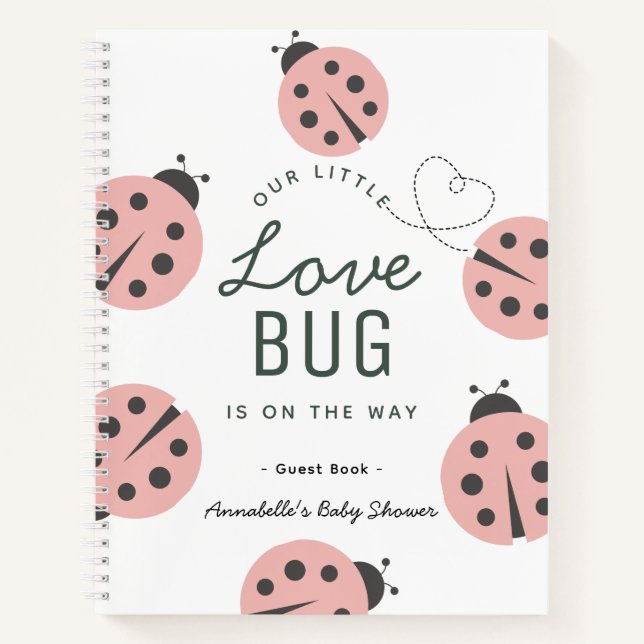 Liebe Bug Pink Ladybug Babydusche Gästebuch Notizbuch (Vorderseite)