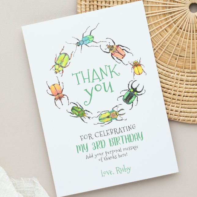 Liebe Bugs Käfer Danke Karte (Bug themed birthday party thank you note!)
