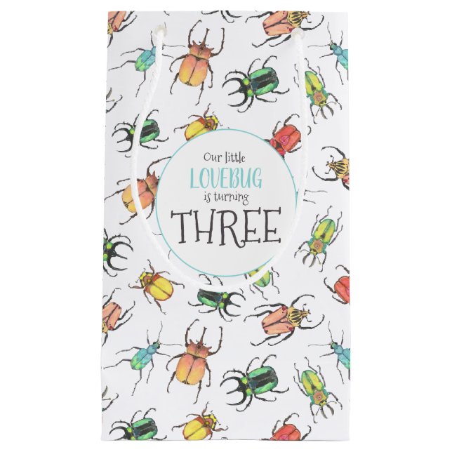 Liebe Bugs Wasserfarbenkäfer mit Herz-Medium-Gi Kleine Geschenktüte (Vorderseite)