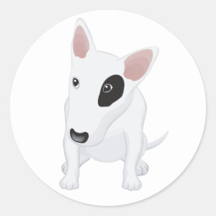 Liebe Bull Terrier Welpe Hund Blau Aufkleber / Eti