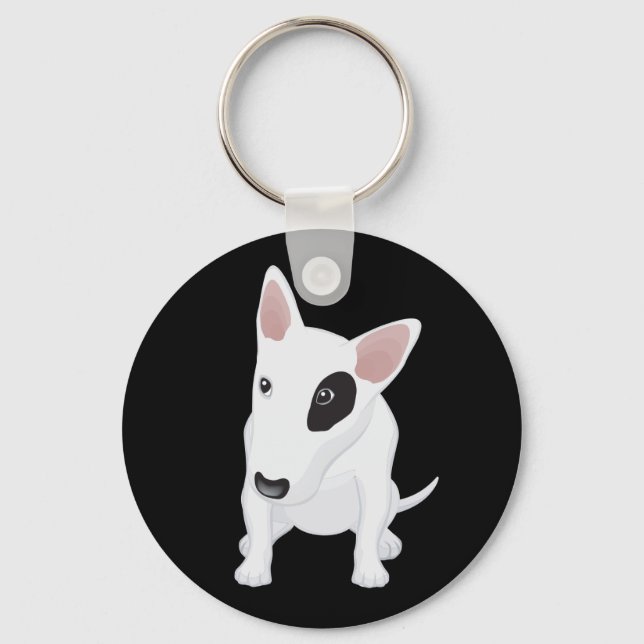 Liebe Bull Terrier Welpenhund Schwarzer Schlüssela Schlüsselanhänger (Vorderseite)
