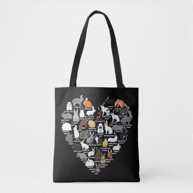 Liebe Bunnies Funny Rabbit Heart Tasche (Vorderseite)