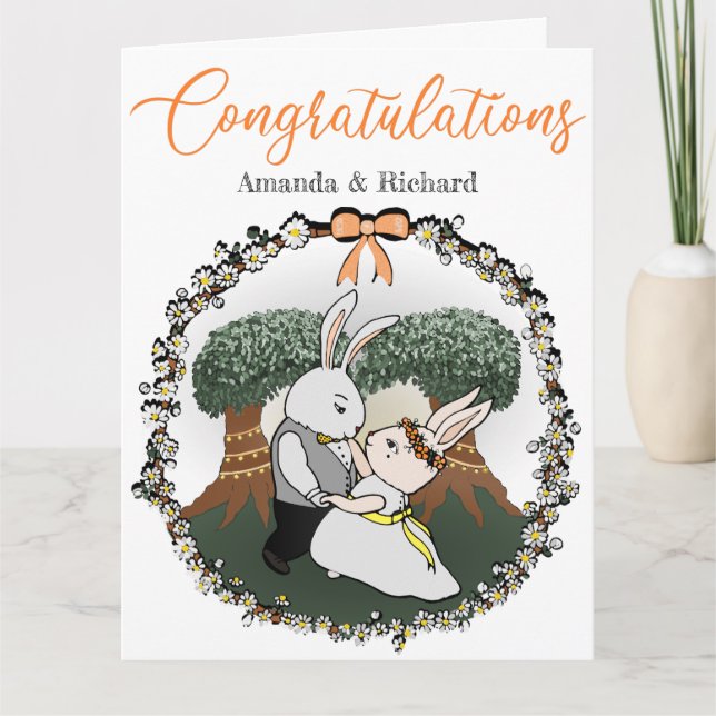 Liebe Bunnies Personalisiert Hochzeit Glückwunsch Karte (Vorderseite)