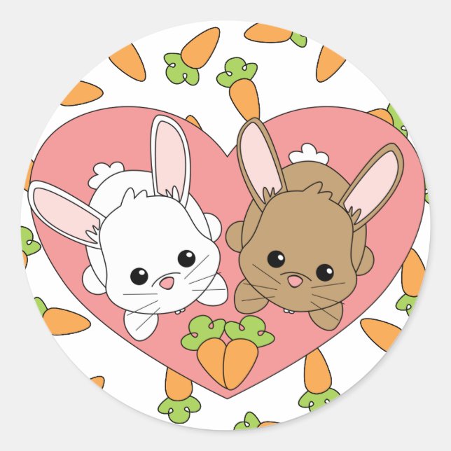 Liebe Bunnies Runder Aufkleber (Vorderseite)