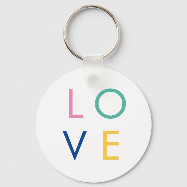 LIEBE bunt valentinische Typografie Schlüsselanhänger (Vorderseite)