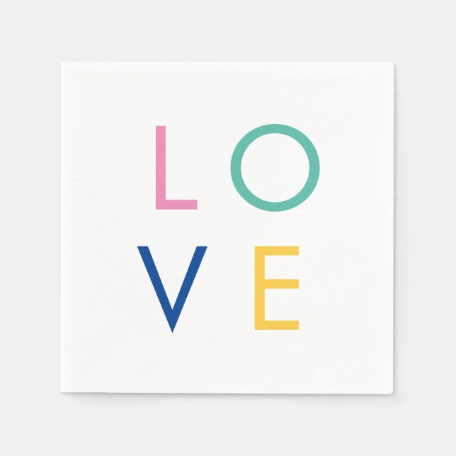 LIEBE bunt valentinische Typografie Serviette (Vorderseite)