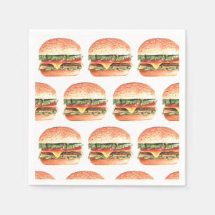 Liebe + Burger Picknick BBQ Paare Brautparty Serviette