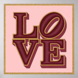 LIEBE Burgundy Gold Square Poster