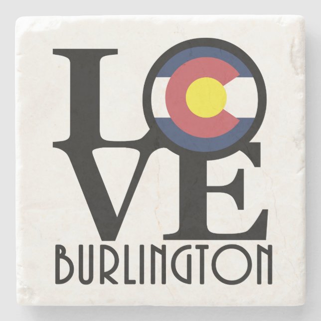 LIEBE Burlington Colorado Steinuntersetzer (Vorderseite)