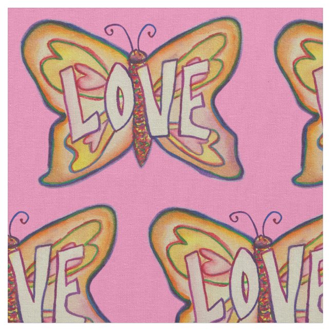 Liebe Butterfly Inspiration Word Stoff Material (Nahaufnahme)
