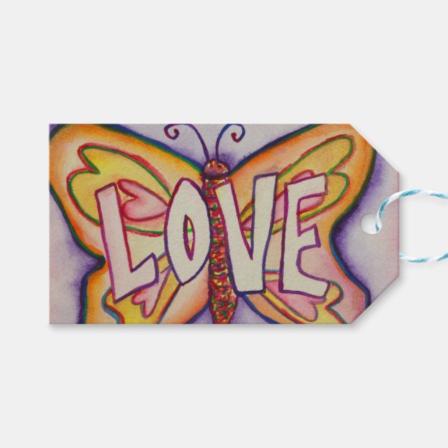 Liebe Butterfly Word Custom Card Geschenktasten Geschenkanhänger (Vorderseite (Horizontal))