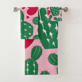Liebe Cactus Pattern Badhandtuch Set