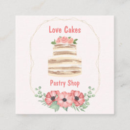 Liebe Cakes Blumenkuchen Quadratische Visitenkarte