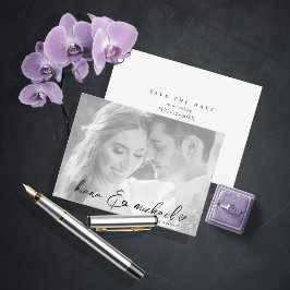 Liebe Calligraphy Wedding Foto B&W ID940 Save The Date