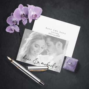 Liebe Calligraphy Wedding Foto B&W ID940 Save The Date