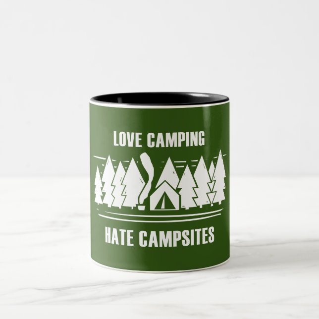 Liebe Camping, Hass-Campingplätze Zweifarbige Tasse (Mittel)