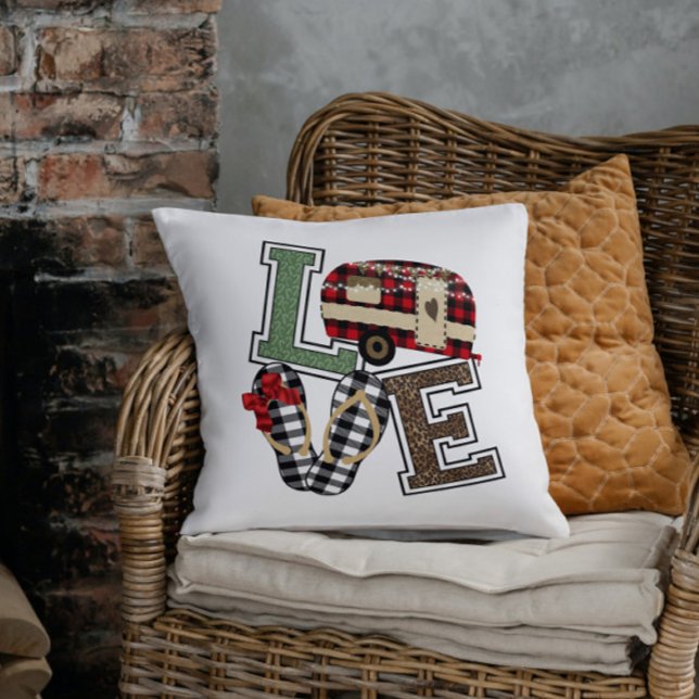 Liebe Camping Moderne Weihnachtscamper Flip Flops Kissen (Von Creator hochgeladen)