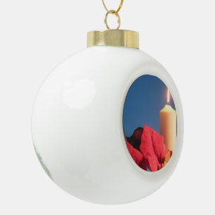 Liebe Candle und Poinsettia Keramik Ball Ornament