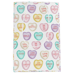 Liebe Candy Hearts - White Gift Bag Mittlere Geschenktüte