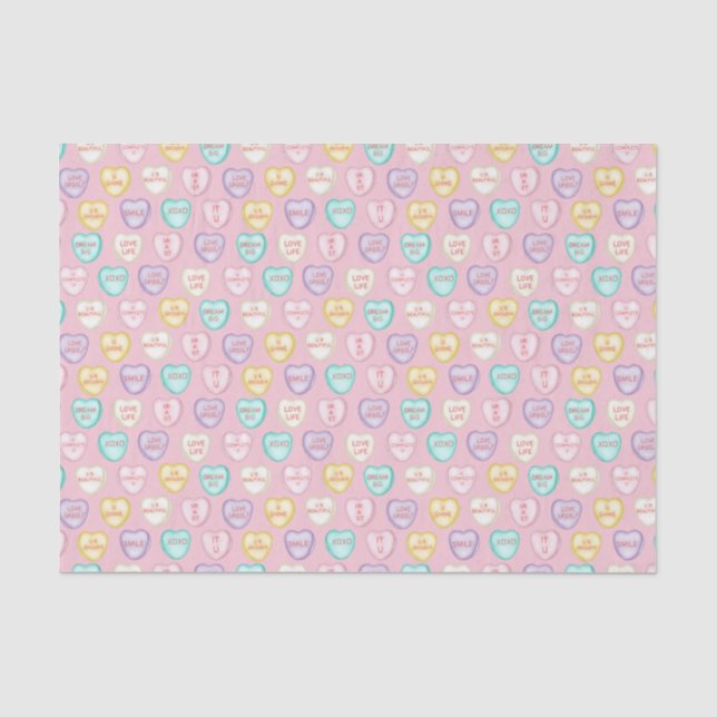 Liebe Candy Hearys - rosa Tissue Seidenpapier (Vorderseite)