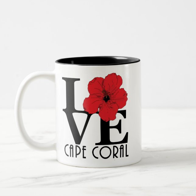 LIEBE Cape Coral 11oz Roter Hibiskus Zweifarbige Tasse (Links)
