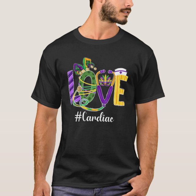 LIEBE Cardiac Nurse Leopard Mardi Gras Festival Mo T-Shirt (Vorderseite)