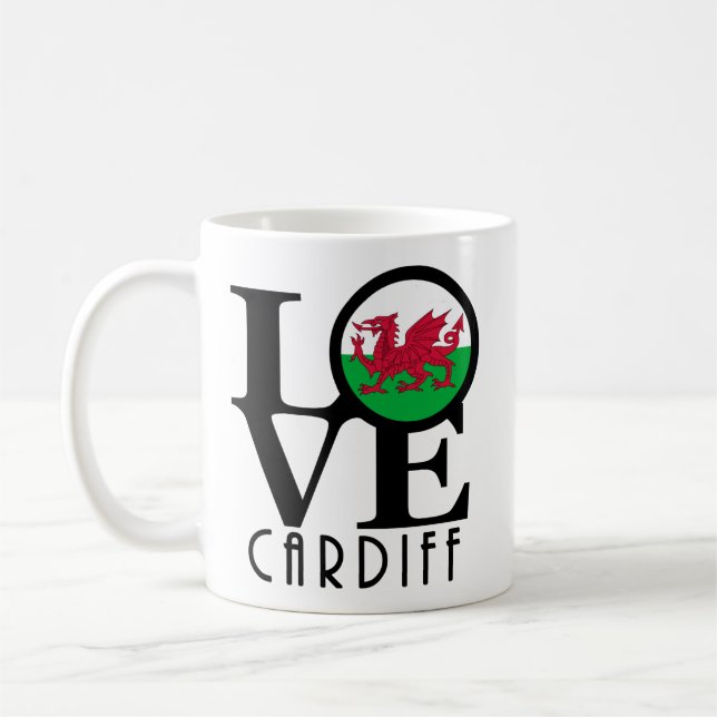 LIEBE Cardiff Wales 11oz Kaffeetasse (Links)