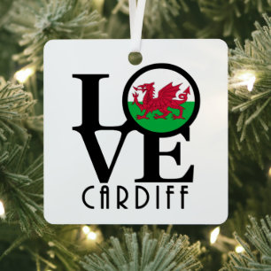LIEBE Cardiff Wales Ornament Aus Metall